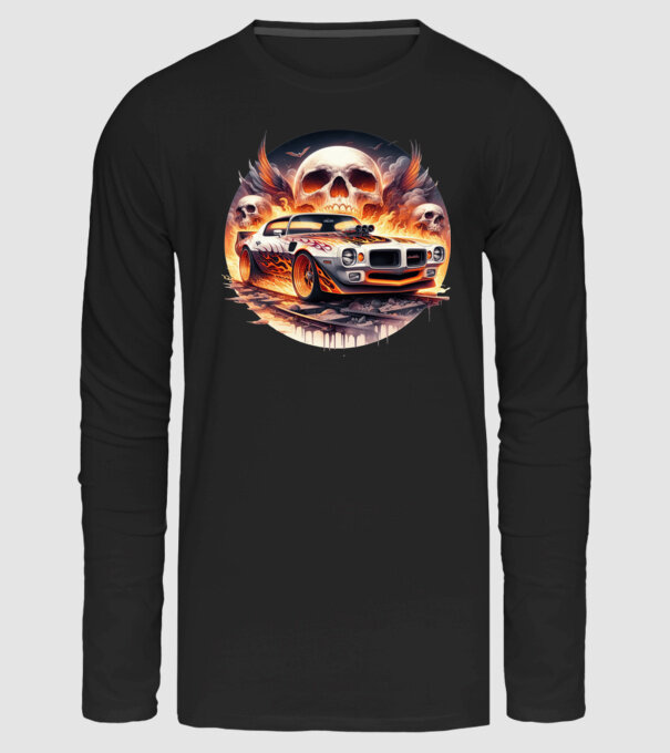 Muscle Car - Izomautó minta fekete pólón