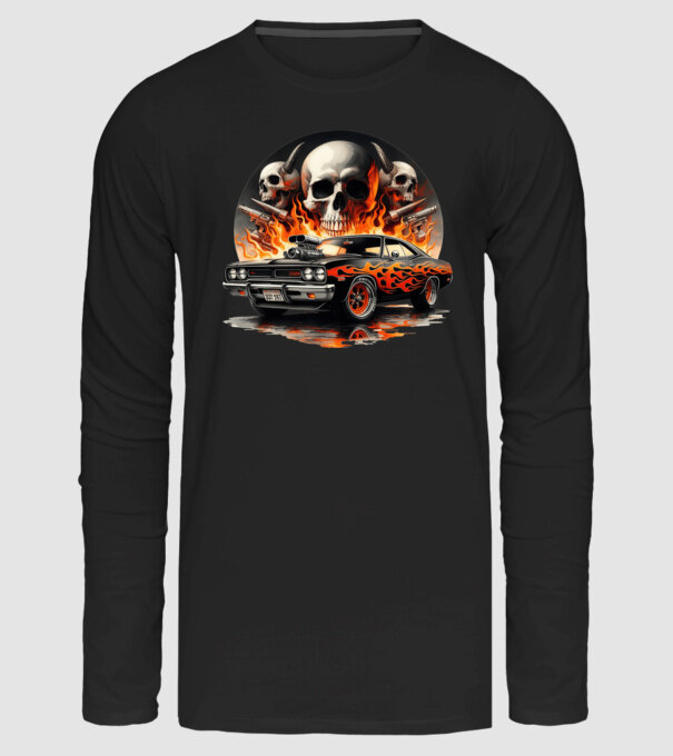 Muscle Car - Izomautó minta fekete pólón