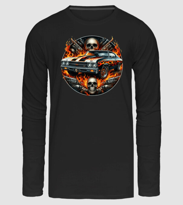 Muscle Car - Izomautó minta fekete pólón
