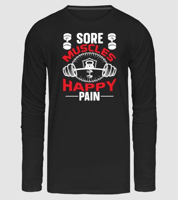 Sore muscles happy pain - Fájó izmok, boldog fájdalom minta fekete pólón
