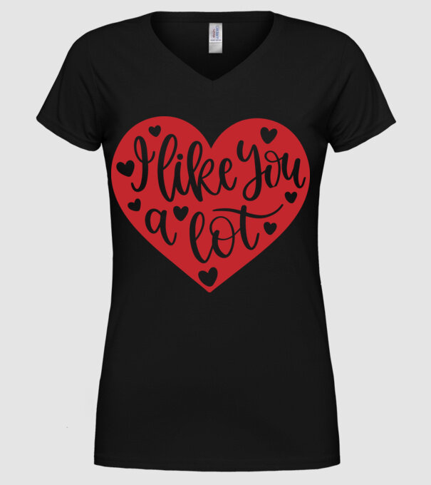 I Like You A Lot - Nagyon kedvellek minta fekete pólón