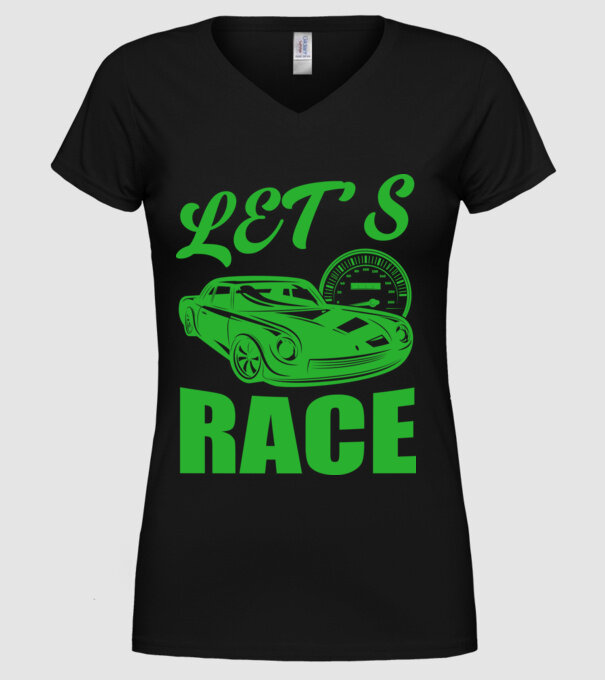 Let's Race - Versenyezzünk! minta fekete pólón