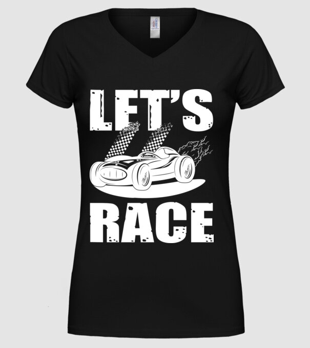 Let's Race - Versenyezzünk! minta fekete pólón