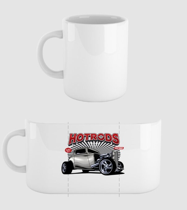 Hot Rod minta fehér pólón