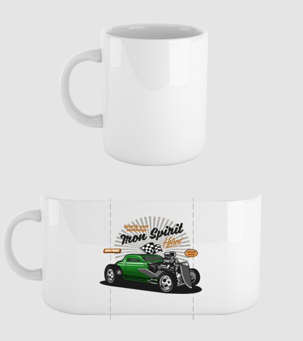 Hot Rod minta fehér pólón