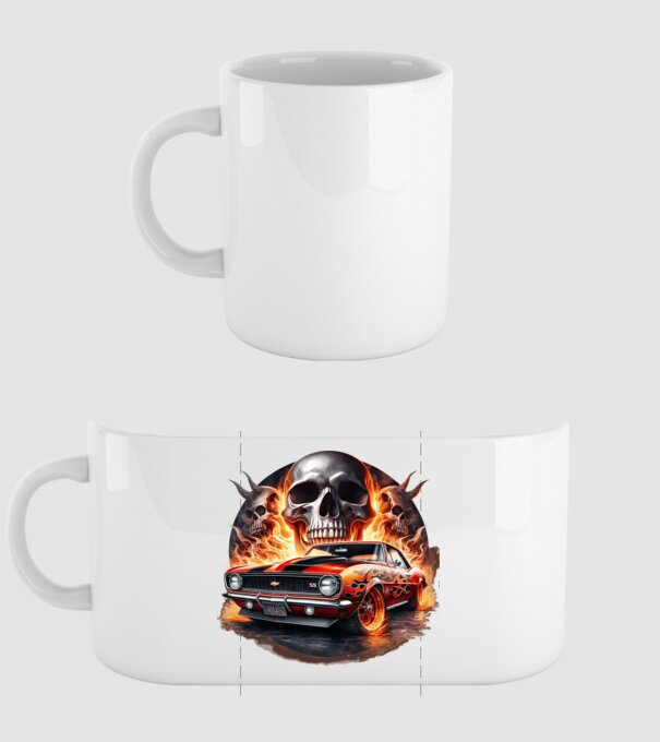 Muscle Car - Izomautó minta fehér pólón