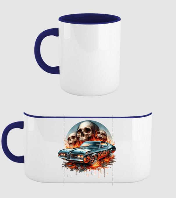Muscle Car - Izomautó minta sötétkék pólón
