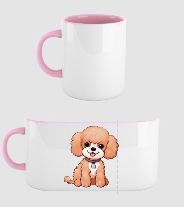 Aranyos kiskutya - Uszkár (Poodle) minta világos rózsaszín pólón