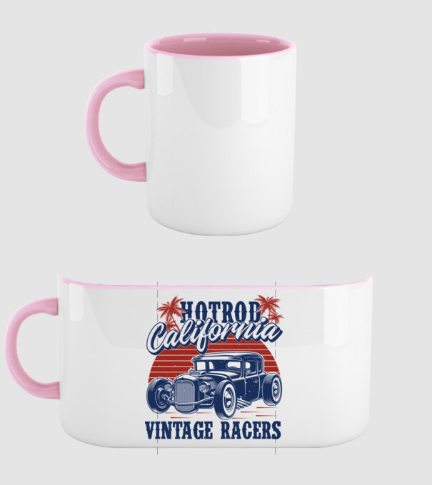 Hot Rod minta világos rózsaszín pólón