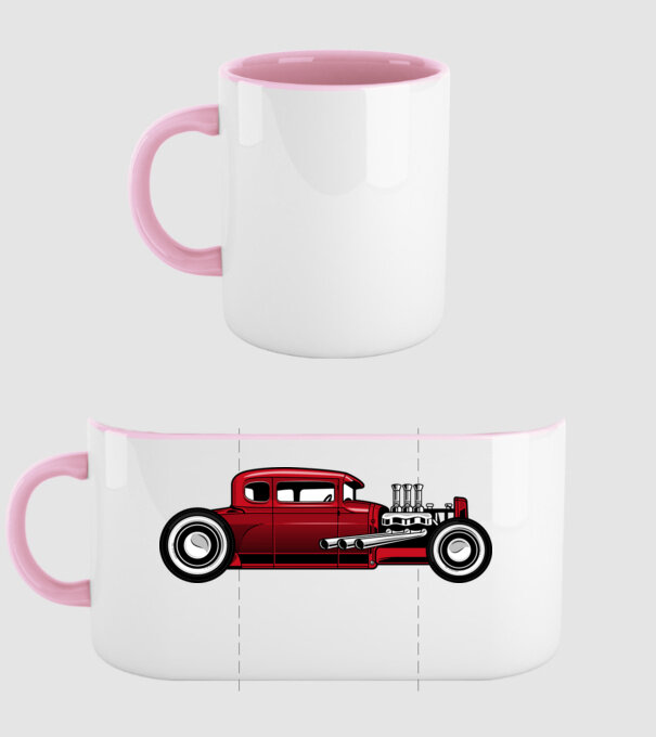 Hot Rod minta világos rózsaszín pólón