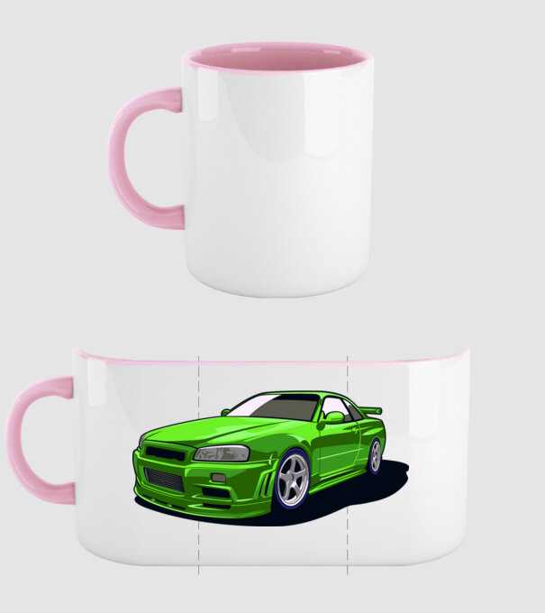 Nissan Skyline GTR minta világos rózsaszín pólón
