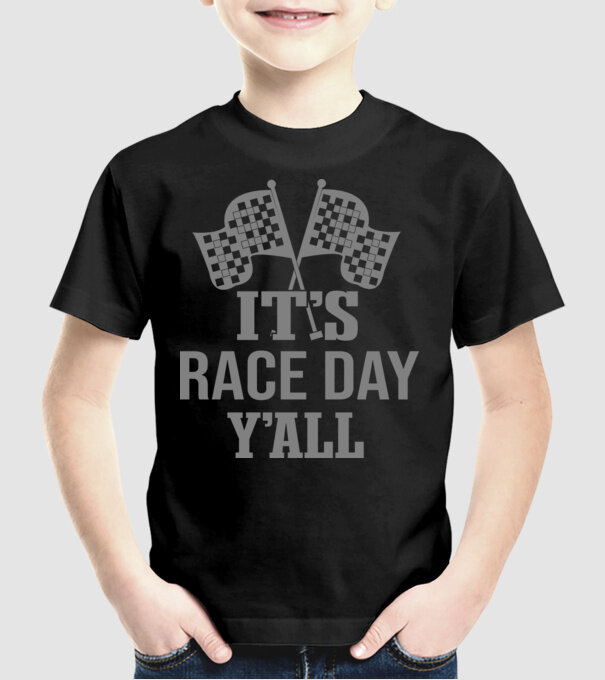 It's race day y'all - Versenynap van! minta fekete pólón
