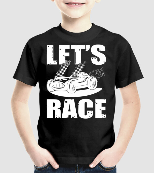 Let's Race - Versenyezzünk! minta fekete pólón
