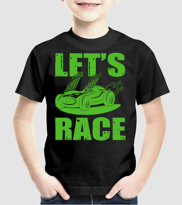 Let's Race - Versenyezzünk! minta fekete pólón