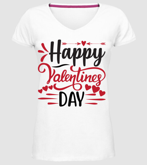 Happy Valentine's Day - Boldog Valentin-napot! minta fehér pólón