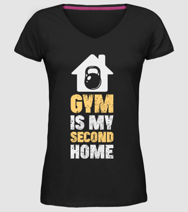 Gym Is My Second Home - Az edzőterem a második otthonom minta fekete pólón