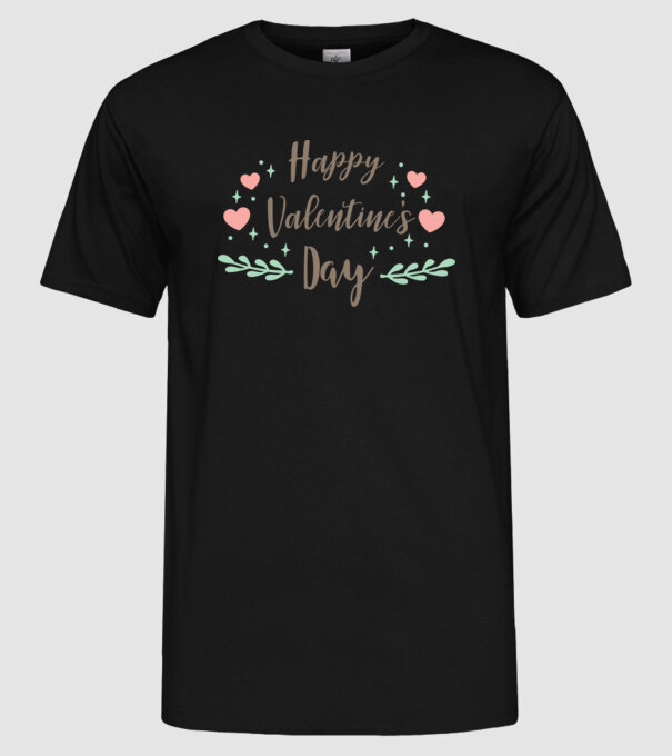 Boldog Valentin-napot - Happy Valentines Day! minta fekete pólón