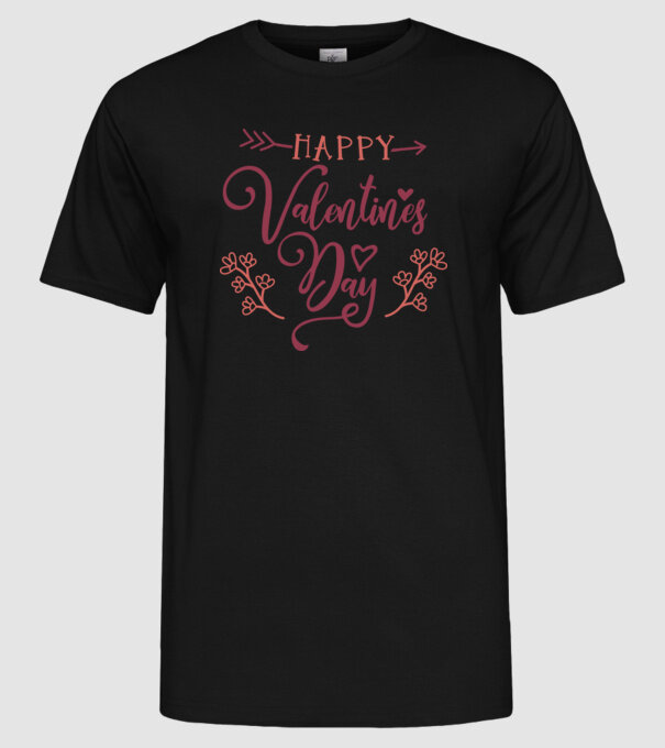 Happy Valentine's Day - Boldog Valentin-napot! minta fekete pólón