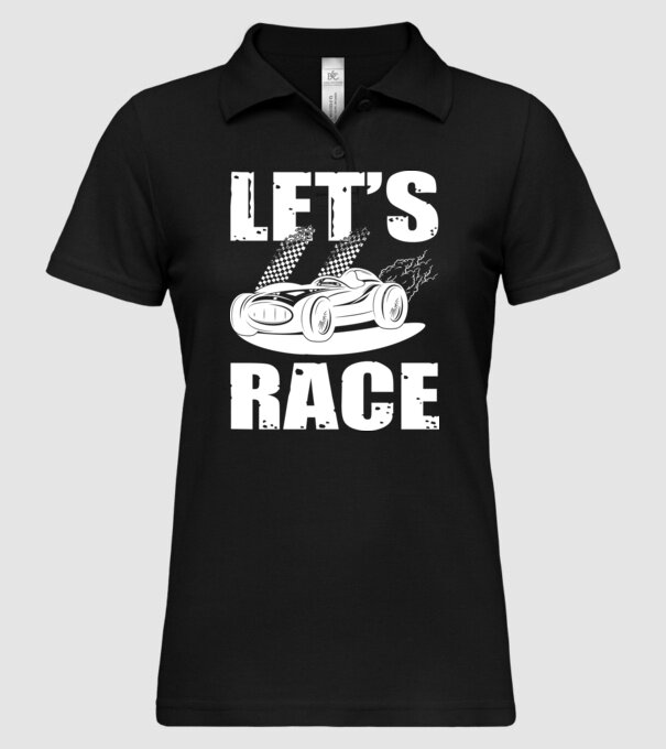 Let's Race - Versenyezzünk! minta fekete pólón