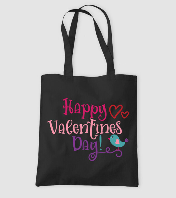 Boldog Valentin-napot - Happy Valentines Day! minta fekete pólón