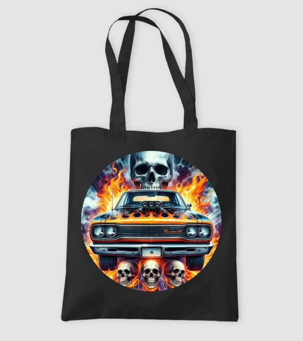 Muscle Car - Izomautó minta fekete pólón