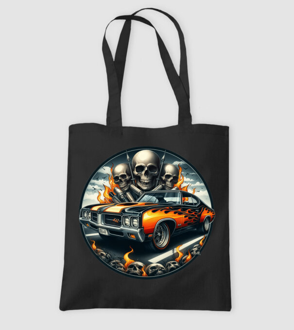 Muscle Car - Izomautó minta fekete pólón