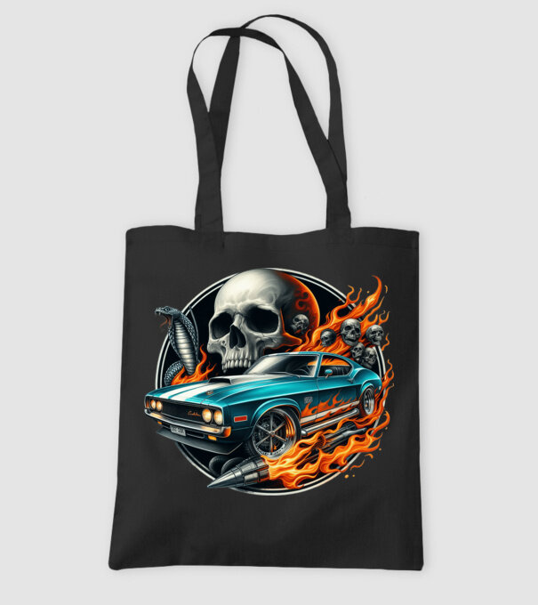 Muscle Car - Izomautó minta fekete pólón