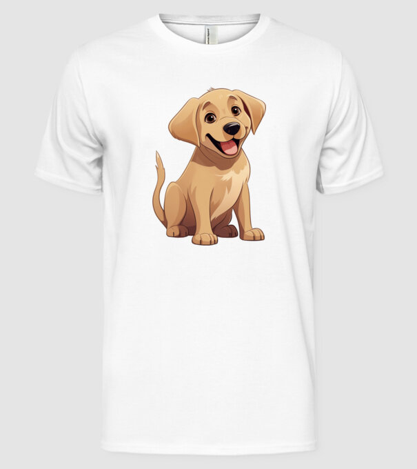 Aranyos kiskutya - Labrador retriever minta fehér pólón
