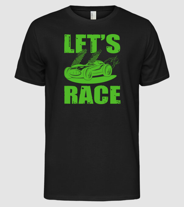 Let's Race - Versenyezzünk! minta fekete pólón