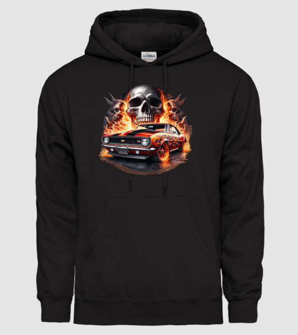 Muscle Car - Izomautó minta fekete pólón