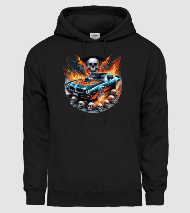 Muscle Car - Izomautó minta fekete pólón