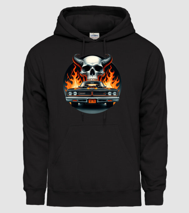 Muscle Car - Izomautó minta fekete pólón