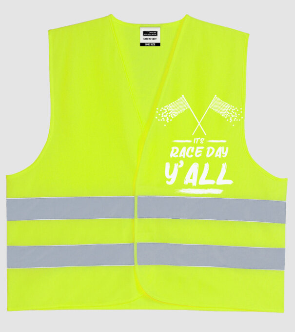 It's race day y'all - Versenynap van! minta neonsárga pólón