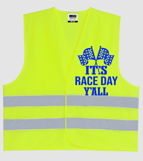 It's race day y'all - Versenynap van! minta neonsárga pólón