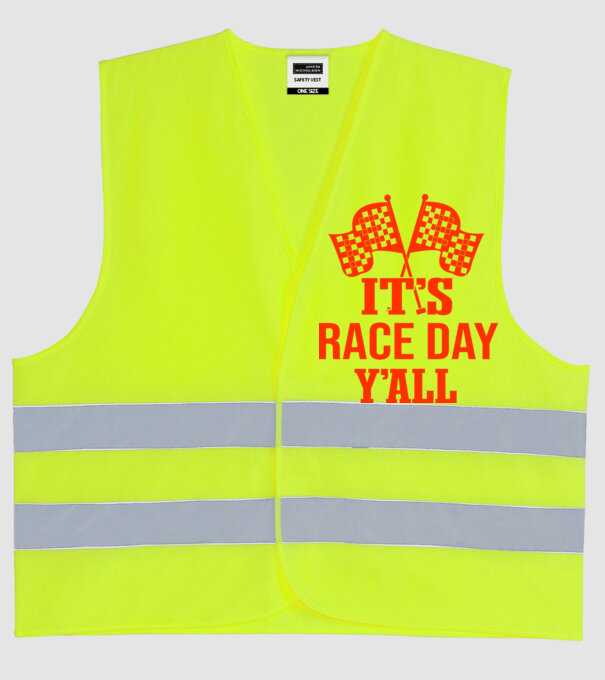It's race day y'all - Versenynap van! minta neonsárga pólón
