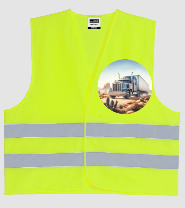 Kamion minta neonsárga pólón