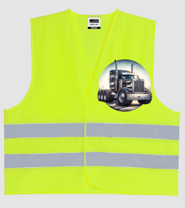Kamion minta neonsárga pólón