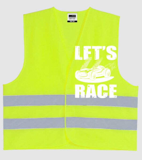 Let's Race - Versenyezzünk! minta neonsárga pólón