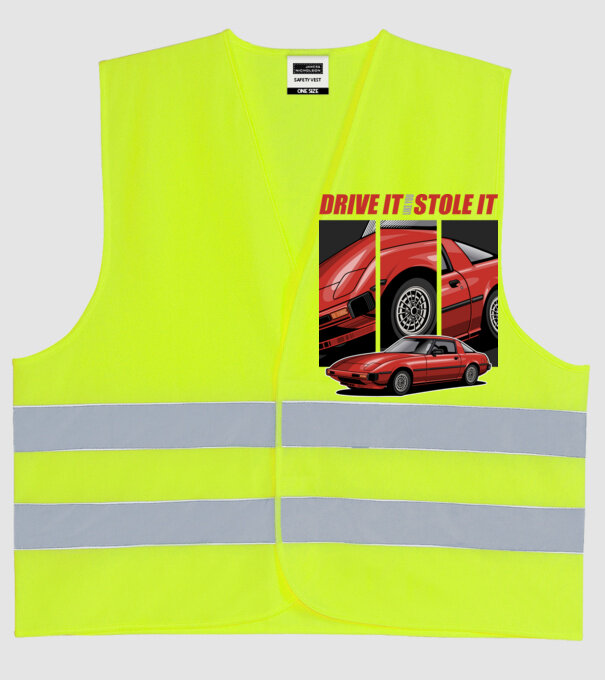 Mazda RX-7 - Drive it like you stole it minta neonsárga pólón