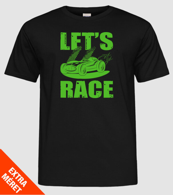 Let's Race - Versenyezzünk! minta fekete pólón