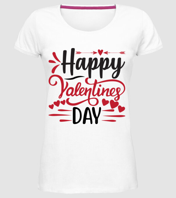 Happy Valentine's Day - Boldog Valentin-napot! minta fehér pólón