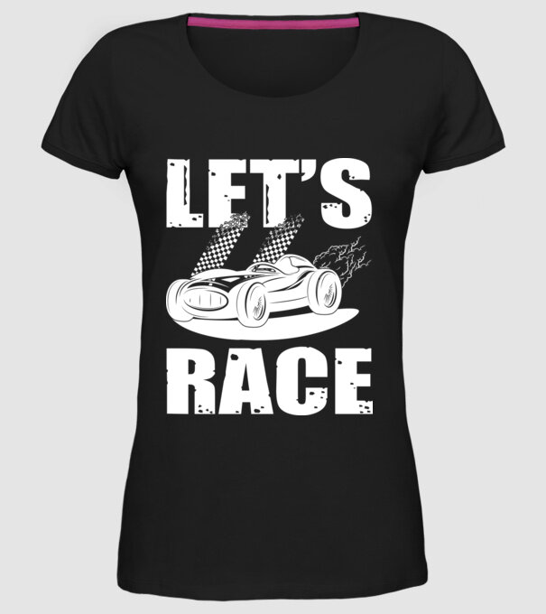 Let's Race - Versenyezzünk! minta fekete pólón