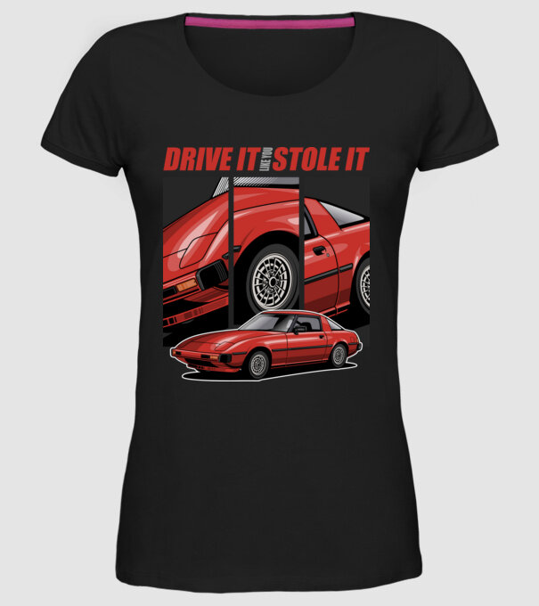 Mazda RX-7 - Drive it like you stole it minta fekete pólón