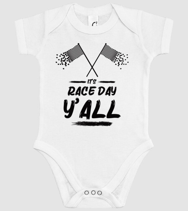 It's race day y'all - Versenynap van!  minta fehér pólón