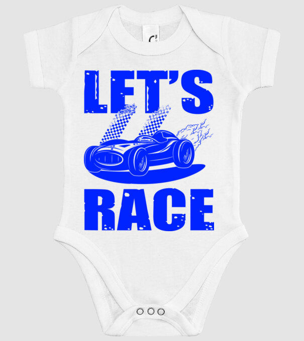 Let's Race - Versenyezzünk! minta fehér pólón