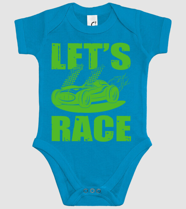 Let's Race - Versenyezzünk! minta türkiz pólón
