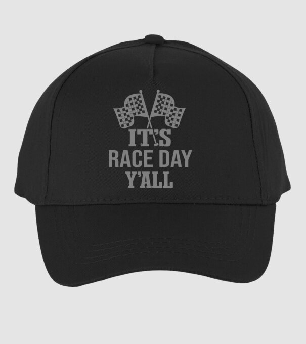 It's race day y'all - Versenynap van! minta fekete pólón