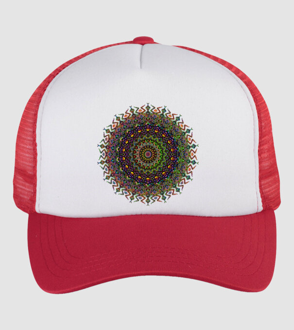 Mandala minta fehér/piros pólón