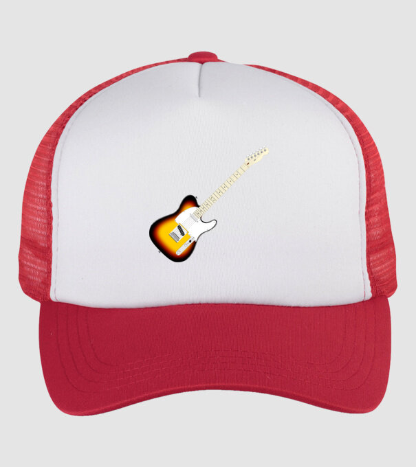 Telecaster gitár minta fehér/piros pólón