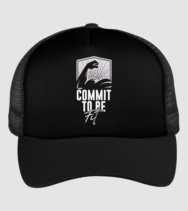 Commit To Be Fit - Kötelezd el magad, hogy fitt legyél minta fekete pólón